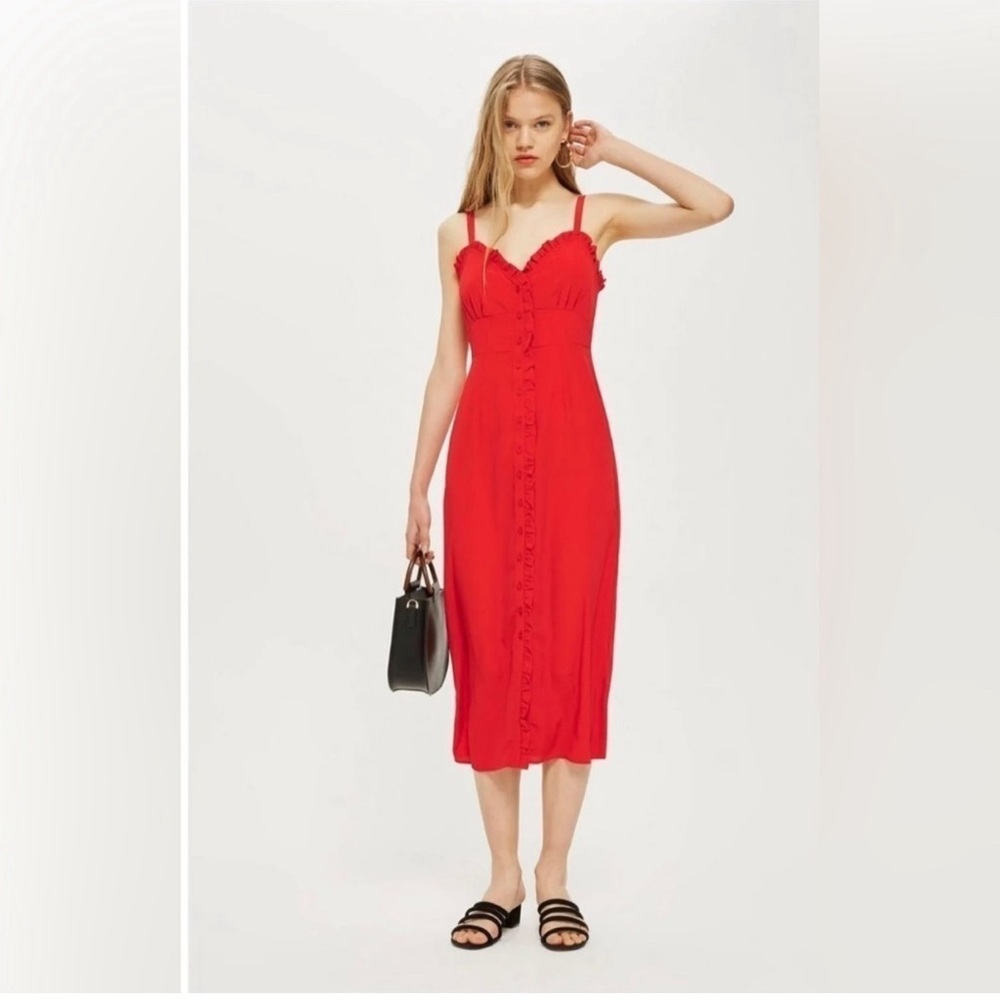 Topshop Red Maxi Dress Sweetheart Neckline NWOT Size 6 Woman’s Valentines Party